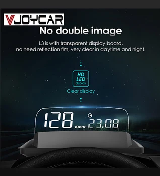 Vjoycar HD Зеркальное стекло OBD2 HUD Проекционный дисплей Автомобильный проектор скорости с расходом топлива Превышение оборотов в минуту Сигнализация высокой температуры
