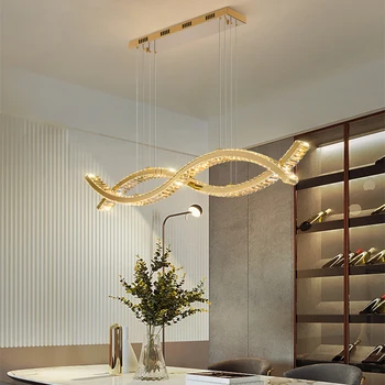 Wave Design Светодиодная люстра для столовой Новый современный остров Висячая хрустальная лампа Роскошный домашний декор Led Cristal