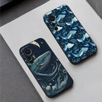 Whale Ocean Moon Phone Case Funda для Redmi Note 11 12S 12 10 7 8 9 T 10A A2 Pro Plus Силиконовый чехол