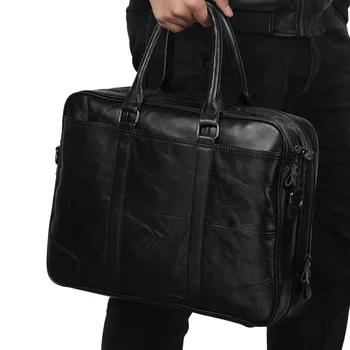 Большие деловые сумки для мужчин Портфель из натуральной кожи Мужской офис15,6-дюймовая сумка для ноутбука Мужская дорожная сумка Кроссбоди