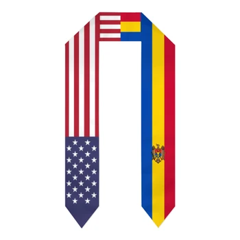 Выпускной Пояс Молдова и США Флаг Соединенных Штатов Палантин Шали Выпускник Обертки Scraf Международная студенческая гордость Подарки
