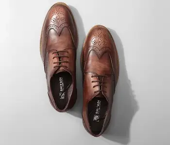 Высокое качество Остроконечные носки Ретро-обувь ручной работы для мужчин Обувь-брог из натуральной кожи Мужская обувь Мода Повседневная обувь на шнуровке
