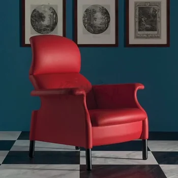  Высококачественный итальянский легкий роскошный диван Дизайнер Креативный чайный стул Вилла Досуг Кожаный одноместный гостевой стул
