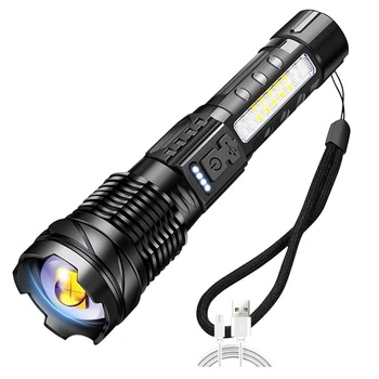 Высокопрочный светодиодный фонарик USB Type-C Зарядный фонарик Flasglight Наружное освещение Масштабируемый портативный свет Бликующий свет