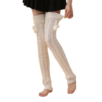 Гетры для девочек для зимнего аниме JK Girls Выше колена Носки Длинные теплые чехлы для ног Вязаные дышащие чулки