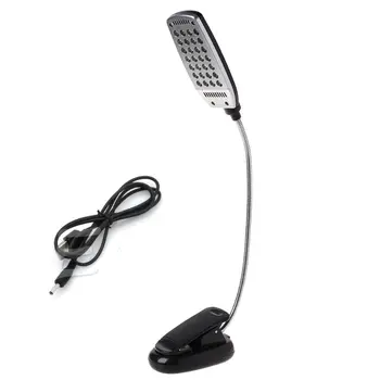  Гибкая светодиодная настольная лампа с питанием от USB / батареи 28 светодиодных ламп для чтения Пристегивающаяся кровать Настольная настольная лампа