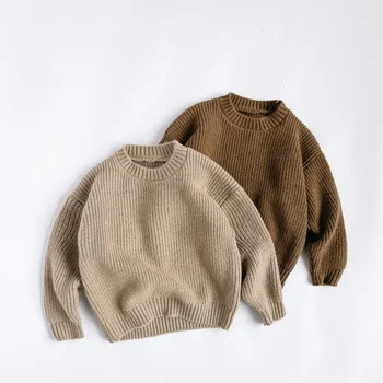 Детский вязаный свитер-пуловер для девочек и мальчиков осень-зима свободная детская одежда трикотаж в корейском стиле детский свитер 1-6 лет