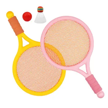 Детский теннисный набор для бадминтона с теннисным мячом и воланом Игра с ракеткой для бадминтона для тренировки начинающих игроков Пляж для мальчиков