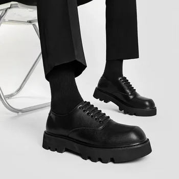 Дизайнерская обувь Мужская 2023 Высококачественная Черная Матовая Мужская Кожаная Обувь Осень Новая Шнуровка Деловая Кожаная Обувь Zapatos De Hombre
