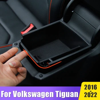 Для Volkswagen Tiguan MK2 2016 2017 2018 2019 2020 2021 2022 ABS Car Armrest Center Storage Box Контейнер Перчатка Органайзер Лоток