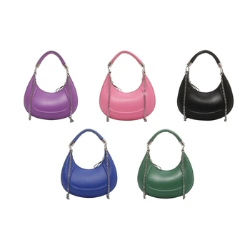 Женская сумка-хобо из искусственной кожи Сплошная сумка через плечо с ремешком на цепочке Все подходящие сумки Клатч Кошелек Винтажная сумка через плечо