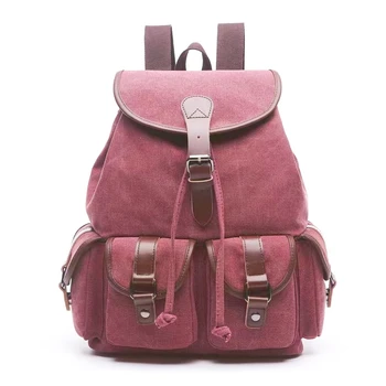 Женская сумка через плечо с пряжкой и чехлом на шнурке и несколькими карманами Однотонный водонепроницаемый холщовый рюкзак на открытом воздухе