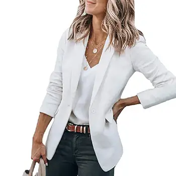 Женское пальто с длинным рукавом Формальный деловой стиль OL Кардиган на одной пуговице Блейзер Весенний осенний костюм Пиджак
