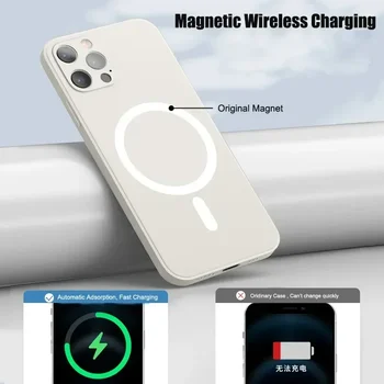 Жидкий силиконовый магнитный чехол для iPhone 12 12Pro 11 Pro Max 11Pro X Xs Xr 7 8 Plus Mini SE Беспроводное зарядное устройство Magsafing Soft Cover