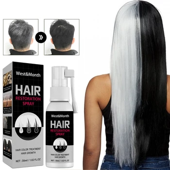 Жидкий травяной спрей для лечения белых волос Эфирные масла для роста волос Черный шампунь для контроля волос Увлажняющий волос 30 мл