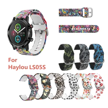Замена окрашенного рисунка Силиконовые красочные модные аксессуары для Haylou LS05S 22 мм Ремешок Умные браслеты Аксессуары