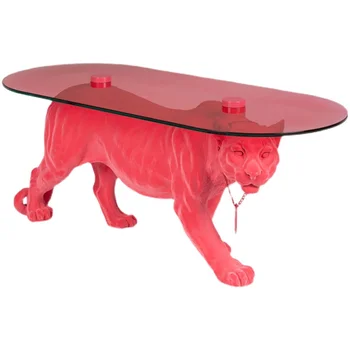 Индивидуальный дизайнер Итальянский Современный Простой Розовый Леопард Чайный Стол Креативное Животное Инопланетянин Гостиная Свет Роскошная Сетка Красный