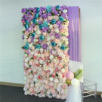Искусственный Цветок Стена Свадебный Декор Шелк Фальшивые Цветы Фон Стена Фиолетовый Цветочный Украшение 3D Гибрид Цветочные Стены Настроить
