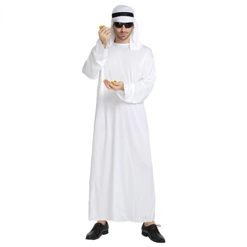 Карнавал на Хэллоуин Потому что арабский шейх принц маскарад мужской чисто белый ближний восток Дубай одежда