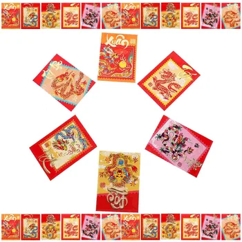 Китайский Новый год Счастливые красные конверты HongBao Год Драконьей удачи Денежные конверты Китайский Новый год Красные конверты