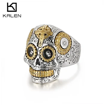 Кольцо KALEN 925 из стерлингового серебра в стиле панк-череп