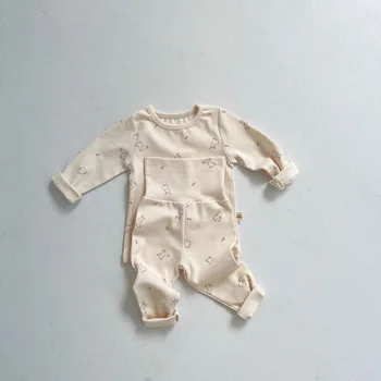 корейская печатная домашняя удобная и мягкая домашняя одежда для младенцев и маленьких детей