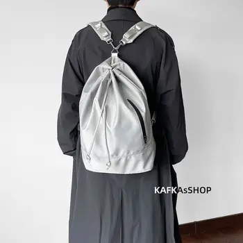 Корейская простая сумка-ведро водонепроницаемая нейлоновая школьная сумка высокой емкости мужские спортивные рюкзаки на шнурке для путешествий через плечо сумка