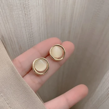 корейский дизайн опал круглые серьги-гвоздики для женщин темперамент сладкая геометрия ювелирные изделия оптом рождественский подарок подруге