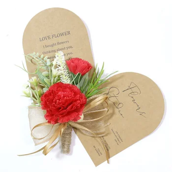 Красные искусственные цветы Женихи Бутоньерки Запястье Crosage Брак Жених Аксессуары для Свадьбы