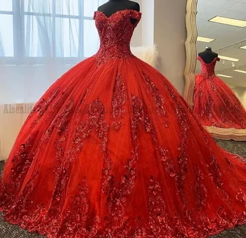 Красные платья Quinceanera с накидкой блестящие пайетки аппликации сексуальное выпускное платье vestidos de 15 anos официальная вечеринка по случаю дня рождения