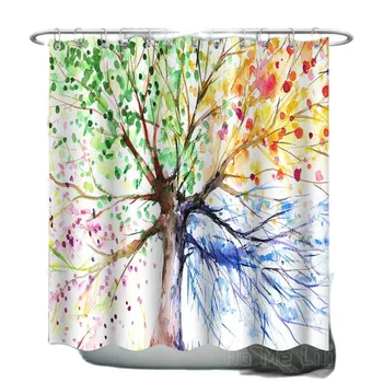 Красочное дерево Водонепроницаемый современный тканевый Ванная комната Занавески для душа Подарок на выпускной Подарок на День отца