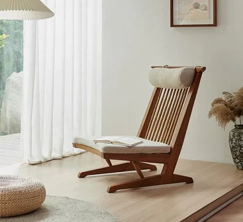 Кресло для отдыха из массива дерева с балконом в стиле ваби-саби японский диван с высокой спинкой шезлонг Односпальный диван
