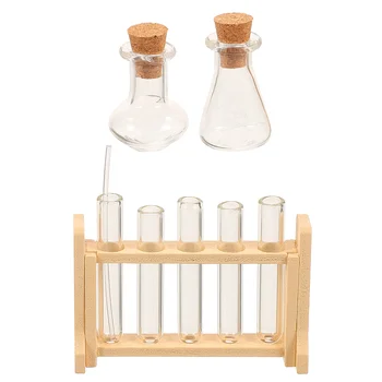 Кукольный мини-набор стеклянных пробирок Научные игрушки для деревянной экспериментальной лаборатории