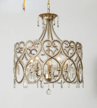Лампа-люстра для спальни в гостиной Американская лампа для столовой Креативная французская хрустальная лампа в форме сердца Романтическая принцесса