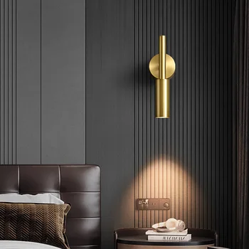 латунный светодиодный настенный светильник 3 цветовая температура затемнение вращающийся для гостиной спальни освещение для чтения золото черный прямая поставка