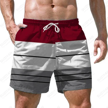 Летние новые мужские шорты полосатая строчка 3D-печатные мужские шорты этнический стиль ретро мужские шорты модный тренд мужские шорты