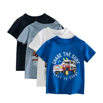 Лето Новая детская футболка с коротким рукавом Мультяшный принт Вышитая футболка для мальчиков для девочек Детская одежда для мальчиков с коротким рукавом
