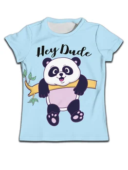 Мальчик Детские футболки Мультфильм Футболка с коротким рукавом для девочек Китайская панда 3D Печать Дети Лето Синий Мальчики Повседневная одежда