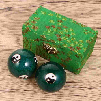  массажных мячей Китайский тайцзицюань Колокольчики Традиционные массажные шары для суставов рук Зеленый эмалированный мяч для упражнений Массажные камни