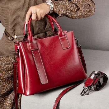 Модная женская сумка из натуральной кожи 2024 Новые женские сумки большой емкости Универсальные элегантные сумки-мессенджеры через плечо