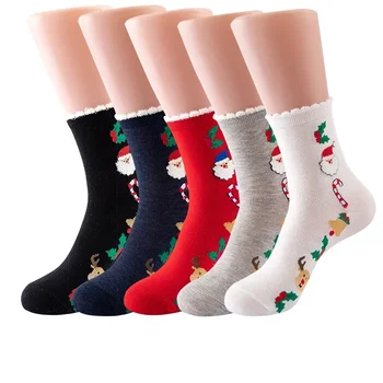 Модная и удобная серия Санта-Клауса Новые хлопковые рождественские носки Мультяшная трубка Хлопковые носки Трансграничный Amazon