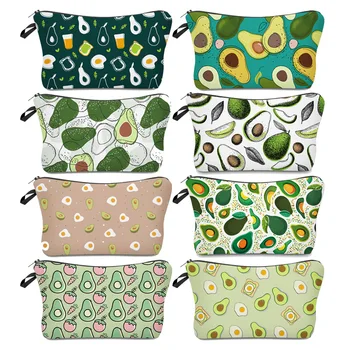 Модные сумки для макияжа Женские водонепроницаемые маленькие косметички с авокадо для женщин Многофункциональные туалетные принадлежности для хранения Zip Bags