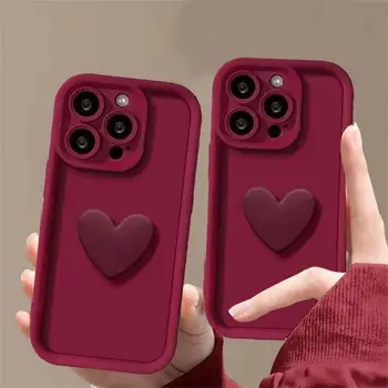 Модный 3D чехол для сердца любви для Huawei Mate 30 Nova 5T 5i 7 9SE 10 Pro Y9 Prime 2019 Honor 90 5G Крышка Матовый мягкий Couqe Винно-красный