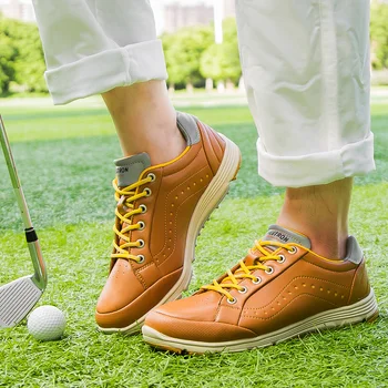 Мужская обувь для гольфа Профессиональные кожаные кроссовки для гольфа без шипов Удобные кроссовки Обувь для гольфа Большой размер США 7-14 Кроссовки Мужской