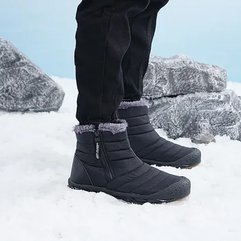 Мужские ботинки 2023 Зимняя мужская обувь Теплые зимние сапоги Мужская теплая обувь до середины икры Толстые плюшевые зимние сапоги для мужчин Женская хлопчатобумажная обувь