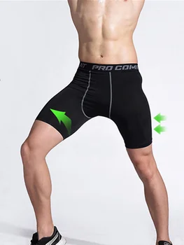  Мужские эластичные компрессионные штаны Спортивные колготки Баскетбольные шорты Быстросохнущие тренировочные брюки для фитнеса Одежда для тренажерного зала