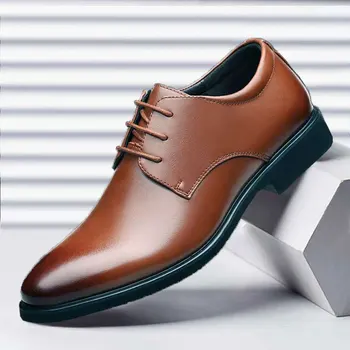 Мужчины Роскошный Бизнес Оксфорд Кожаная Обувь Дышащая Вечерняя Классическая Обувь Мужская Офисная Свадебная Обувь Резиновая Обувь Mocassin Homme