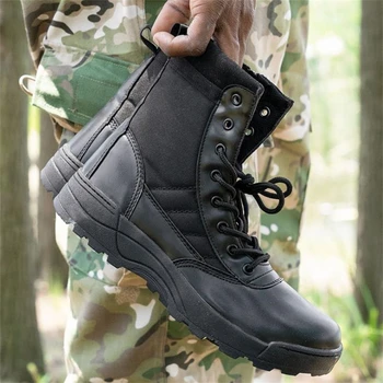 Мужчины Тактические ботинки спецназа Ботинки для боя в пустыне Мужская военная армейская обувь Ботильоны Рабочая обувь Safty Обувь Охота Пешие прогулки