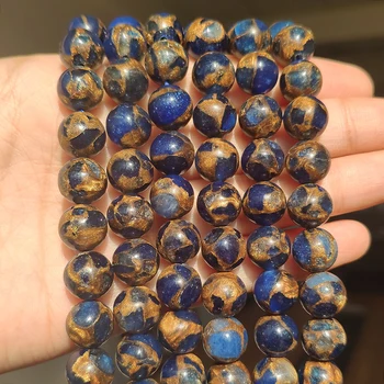 Натуральный синий перегородчатый камень круглые свободные бусины 6 8 10 мм Размер выбора 15 дюймов Бусины для изготовления ювелирных изделий DIY браслет