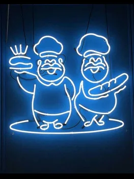 Неоновая вывеска для бургера человек ручной работы стеклянные трубки коммерческая еда домашняя лампа рестерантный свет реклама на заказ ДИЗАЙН Свет ручной работы